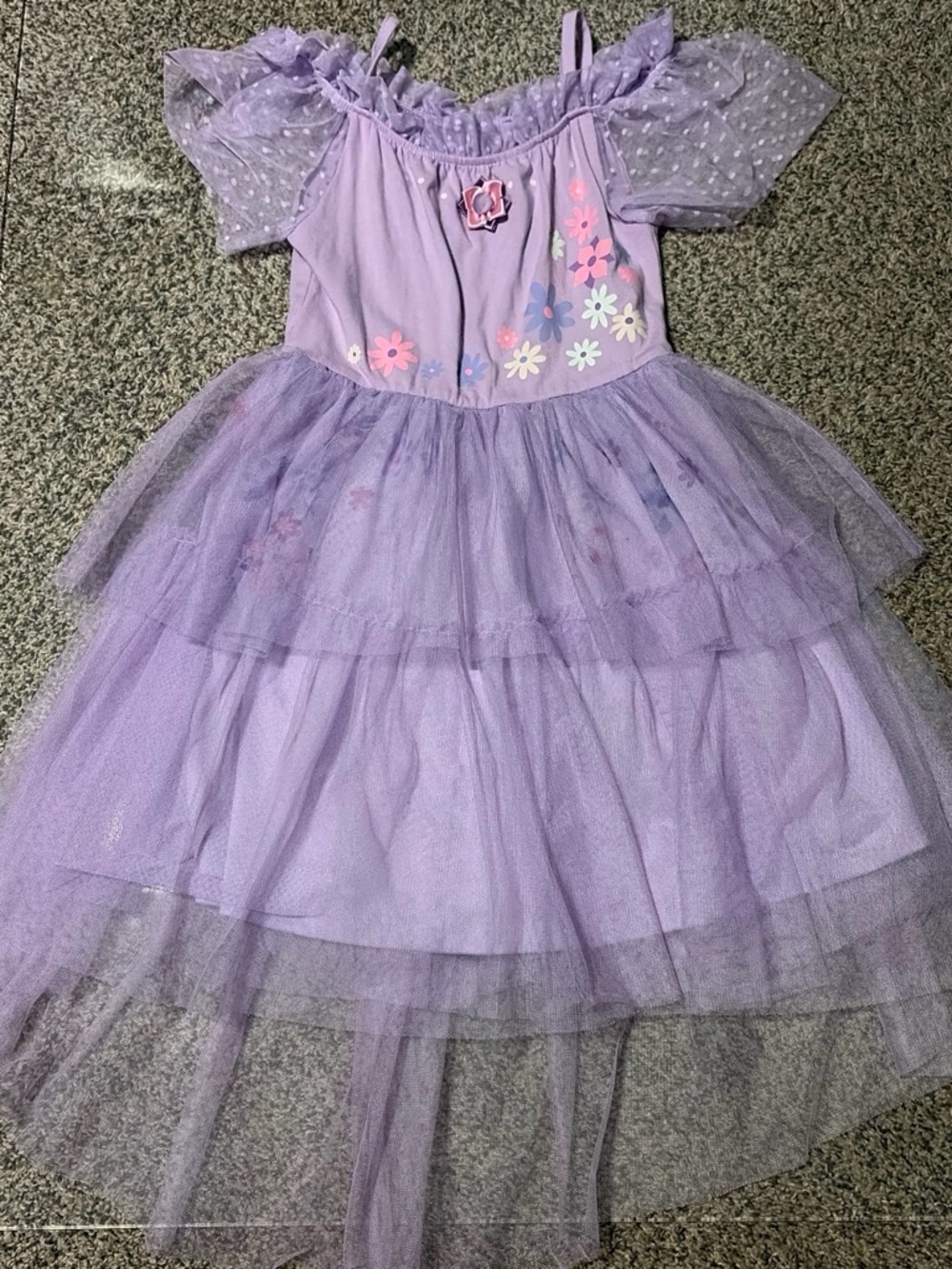 Kids Encanto Purple Flower Tulle Costume Dress—Size 6